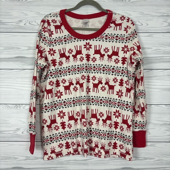 Hanna Andersson Holiday Christmas Long John Pajama Set Deer Size XXL Two Piece - Picture 3 of 13